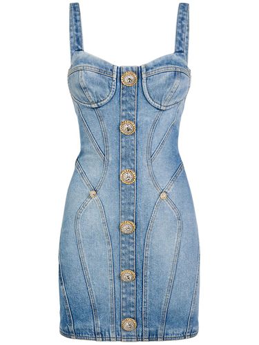 Robe Courte En Denim De Coton Stretch - BALMAIN - Modalova