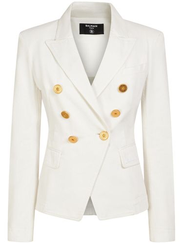 Veste En Denim De Coton Avec Boutons - BALMAIN - Modalova