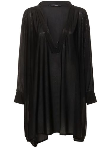 Robe Caftan Courte À Col En V - BALMAIN - Modalova