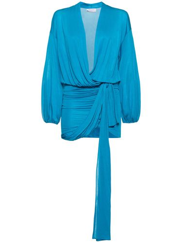 Robe Courte En Jersey De Viscose Drapée Avec Nœud - BLUMARINE - Modalova