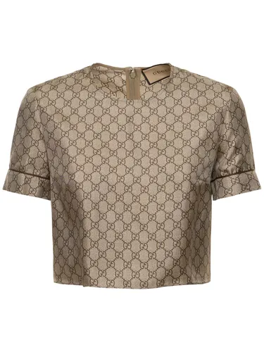 T-shirt En Sergé De Soie Imprimé Gg Supreme - GUCCI - Modalova