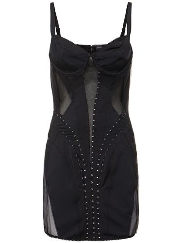 Robe Courte En Lycra Et Tulle Avec Crochets - MUGLER - Modalova