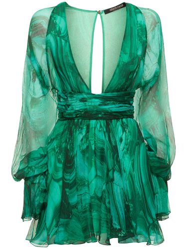 Robe En Mousseline De Soie Imprimée Malachite - ROBERTO CAVALLI - Modalova