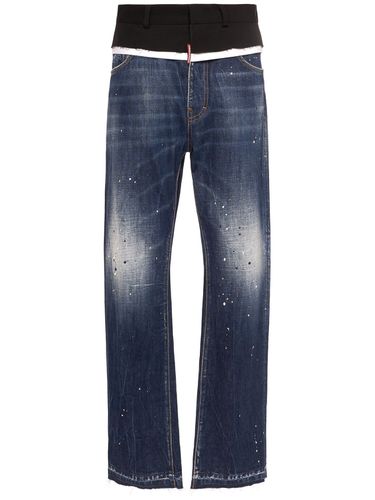 Jean Baggy En Denim Et Toile Taille Mi-haute - DSQUARED2 - Modalova