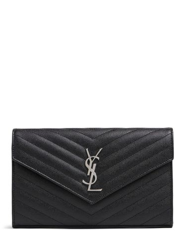 Portefeuille En Cuir Embossé Monogramme À Chaîne - SAINT LAURENT - Modalova