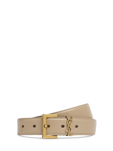 Ceinture En Cuir Monogramme 3 Cm - SAINT LAURENT - Modalova