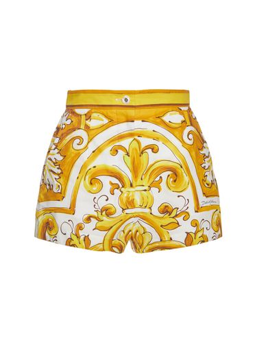 Short En Popeline Imprimée Maiolica - DOLCE & GABBANA - Modalova