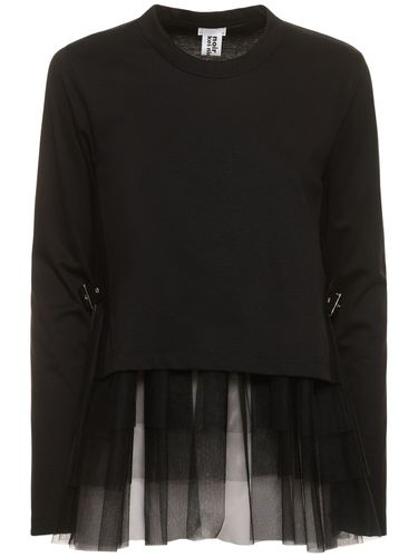 Haut Manches Longues En Tulle De Nylon Et Coton - NOIR KEI NINOMIYA - Modalova