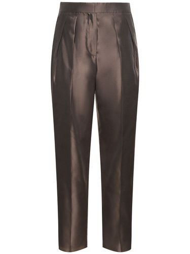 Pantalon Droit En Soie À Plis Taille Haute - GIORGIO ARMANI - Modalova