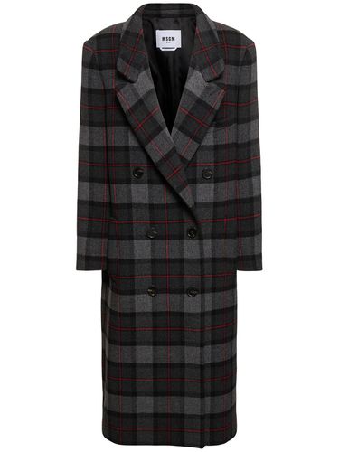 Manteau Long En Feutre De Laine Mélangée Tartan - MSGM - Modalova