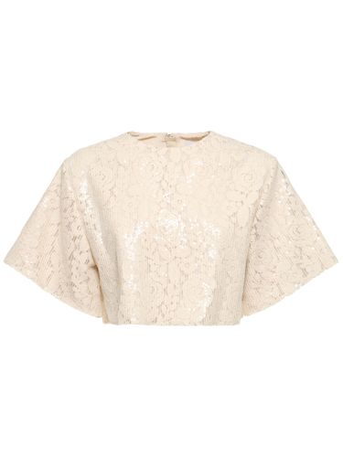 Crop Top Manches Courtes En Dentelle À Sequins - MSGM - Modalova