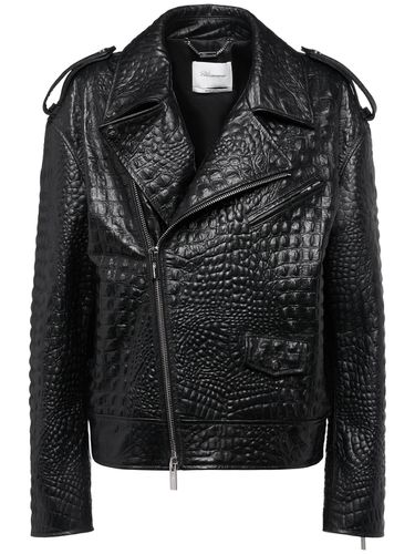 Veste De Motard En Cuir Embossé Crocodile - BLUMARINE - Modalova