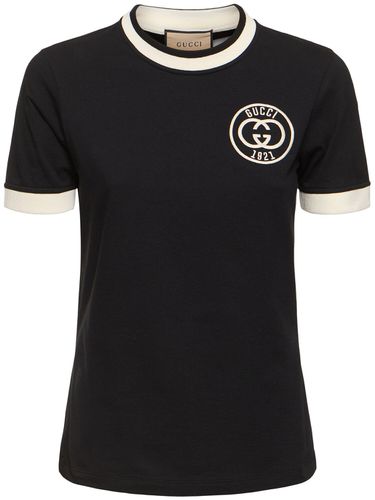 T-shirt En Jersey De Coton Avec Broderies - GUCCI - Modalova