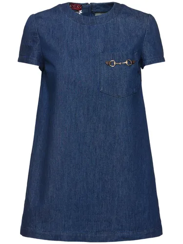 Robe En Denim Détail Horsebit - GUCCI - Modalova