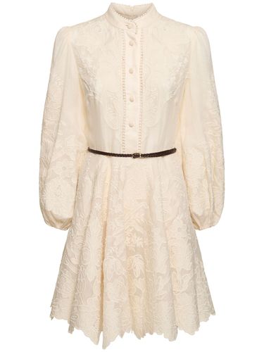 Robe Courte En Lin Brodé Ottie - ZIMMERMANN - Modalova