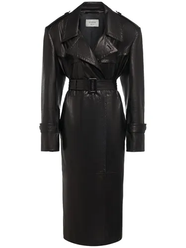 Trench-coat Long En Cuir Alfeo - SPORTMAX - Modalova