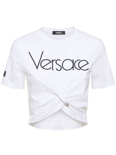 T-shirt En Jersey À Logo - VERSACE - Modalova