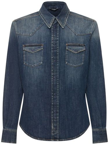 Chemise En Denim Stretch Délavé - DOLCE & GABBANA - Modalova