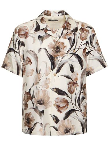 Chemise En Soie Imprimé Fleurs - DOLCE & GABBANA - Modalova