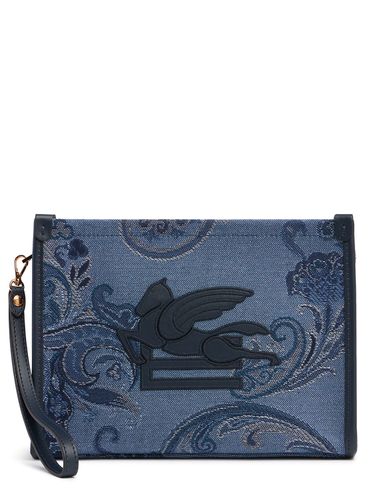 Pochette Moyenne En Denim Jacquard Fiore - ETRO - Modalova