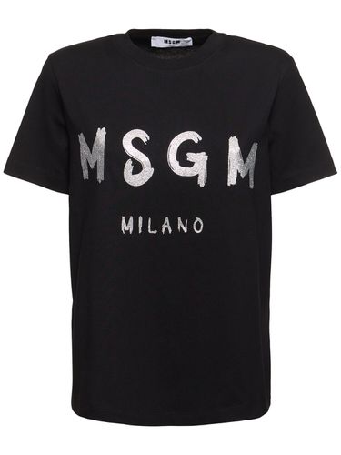 T-shirt En Jersey De Coton À Logo - MSGM - Modalova