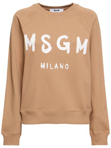 Sweat-shirt En Coton Imprimé Logo - MSGM - Modalova