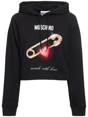 Sweat-shirt En Jersey De Coton Imprimé À Capuche - MOSCHINO - Modalova