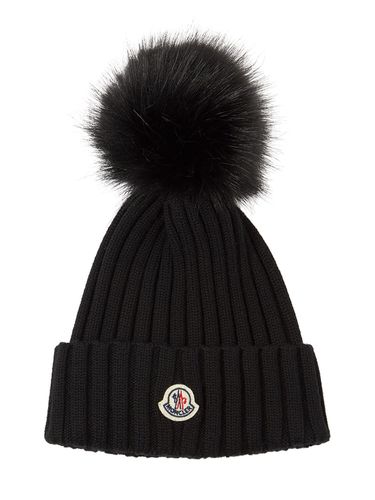 Bonnet En Laine Vierge Avec Pompon - MONCLER - Modalova