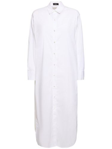 Robe Chemise Midi En Popeline De Coton Mélangé - THEORY - Modalova