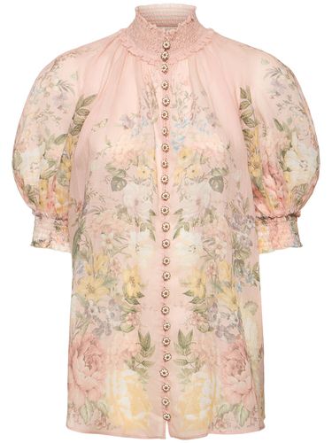 Blouse À Manches Courtes En Ramie Imprimée Waverly - ZIMMERMANN - Modalova