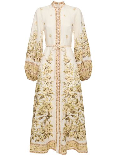 Robe Mi-longue Boutonnée En Lin Imprimé Golden - ZIMMERMANN - Modalova