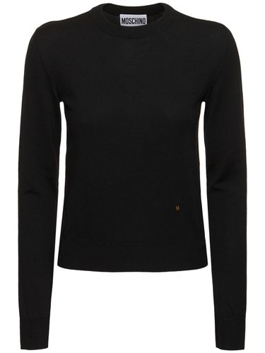 Pull-over En Maille De Laine À Col Ras-du-cou - MOSCHINO - Modalova