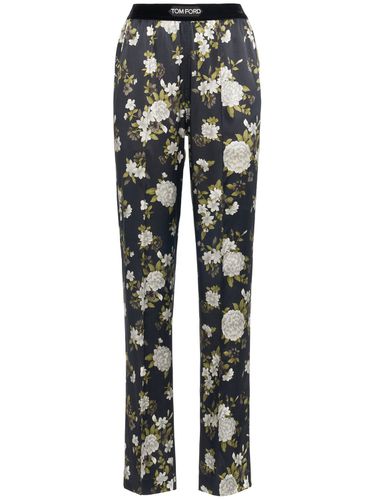 Pantalon En Satin De Soie Stretch Imprimé Floral - TOM FORD - Modalova