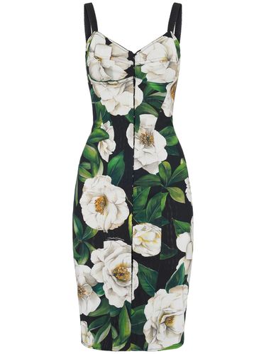 Robe Midi À Imprimé Gardénias - DOLCE & GABBANA - Modalova