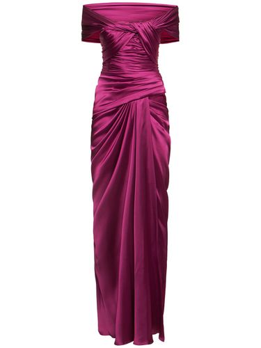 Robe Longue En Satin Drapé À Col Bardot - ZUHAIR MURAD - Modalova