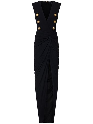 Robe Longue Cintrée En Crêpe Fluide - BALMAIN - Modalova