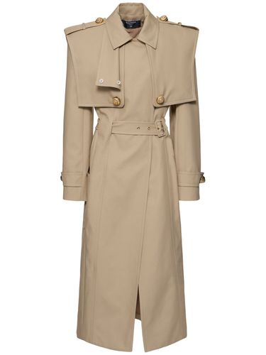 Trench-coat Cintré En Gabardine De Coton - BALMAIN - Modalova