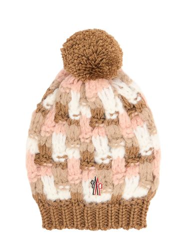 Bonnet En Laine Vierge Mélangée Avec Pompon - MONCLER GRENOBLE - Modalova