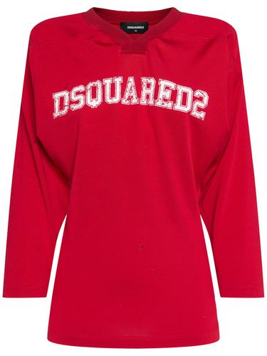 T-shirt En Jersey De Coton Mélangé - DSQUARED2 - Modalova