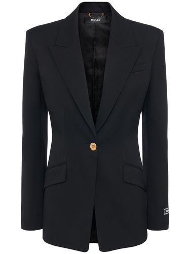 Blazer En Laine Vierge Stretch - VERSACE - Modalova