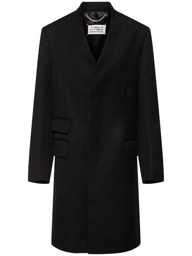 Manteau Mi-long En Laine Sans Col - MAISON MARGIELA - Modalova