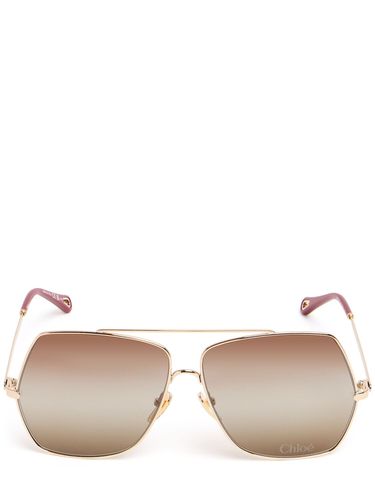 Lunettes De Soleil Carrées En Métal - CHLOÉ - Modalova