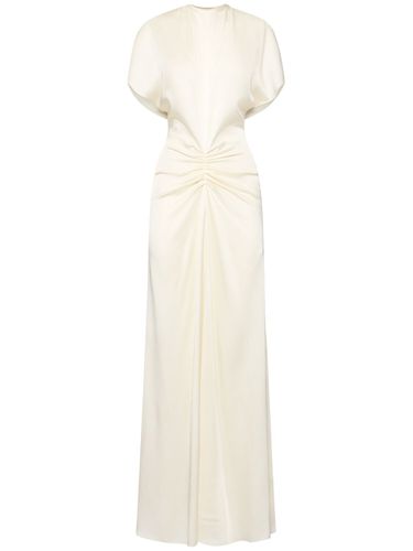 Robe Longue En Crêpe De Satin Froncé - VICTORIA BECKHAM - Modalova