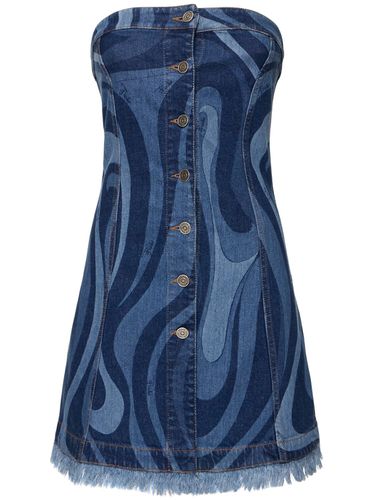 Robe Courte En Denim Stretch Imprimé Marmo - PUCCI - Modalova