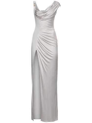 Robe Longue En Jersey De Viscose Drapée - VERSACE - Modalova