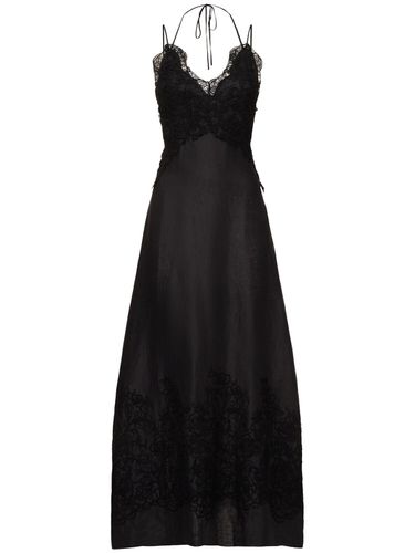 Robe Longue En Lin Détails En Dentelle - ERMANNO SCERVINO - Modalova