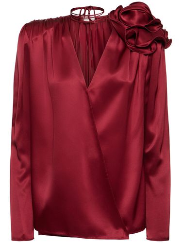 Blouse En Satin Détail Roses - MAGDA BUTRYM - Modalova