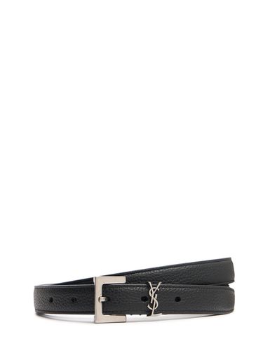 Ceinture En Cuir Texturé Ysl 2 Cm - SAINT LAURENT - Modalova