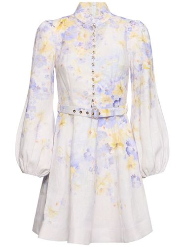 Robe Courte En Lin Imprimé Crush - ZIMMERMANN - Modalova