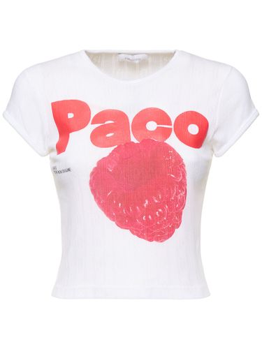 T-shirt En Coton Pointelle Imprimé - RABANNE - Modalova